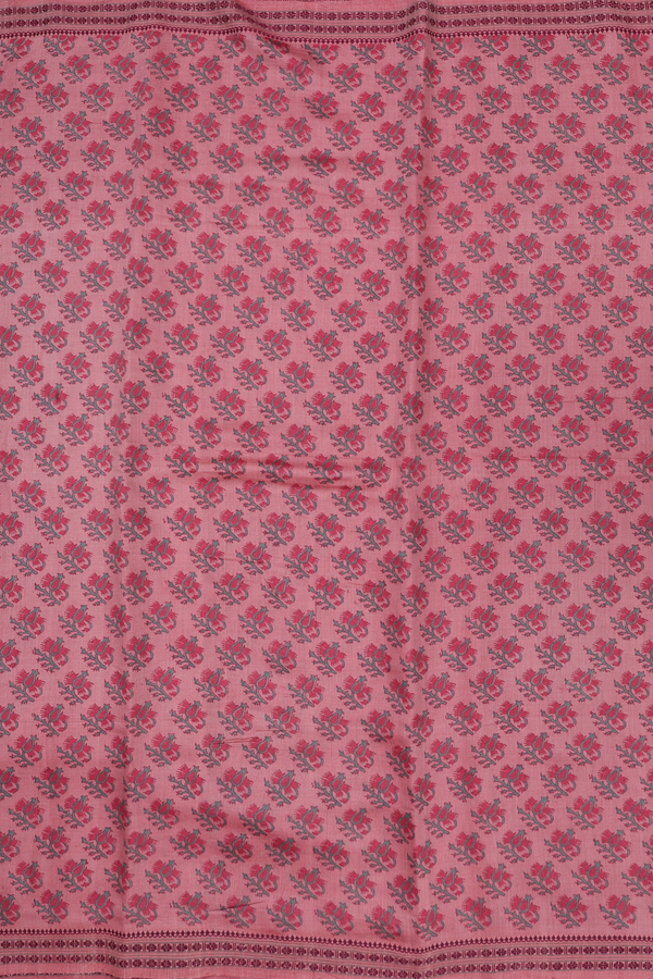 Chanderi Silk Cotton Saree In Dusty Rose With Floral Design
