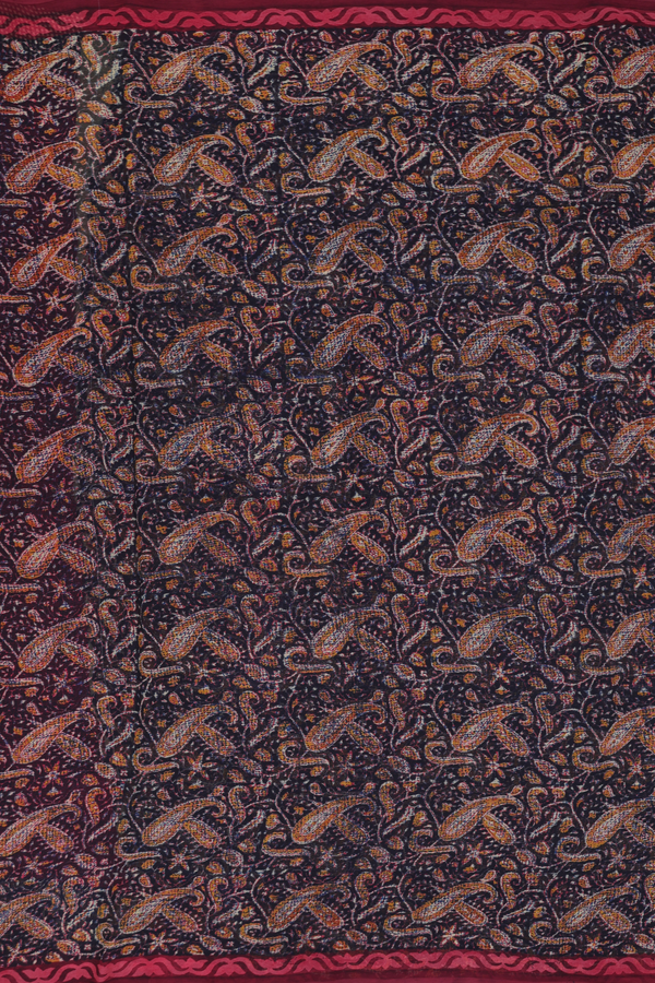 Chiffon Saree In Black With Paisley Printed Design