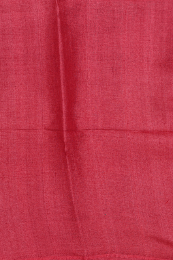 Tussar Silk Saree In Red With Stripes Design