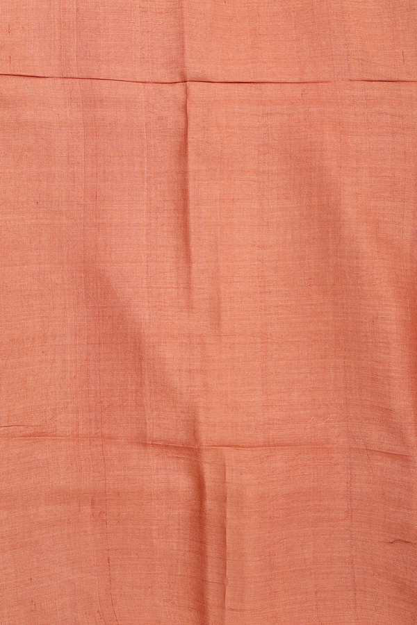 Tussar Silk Saree In Orange With Chevron Design