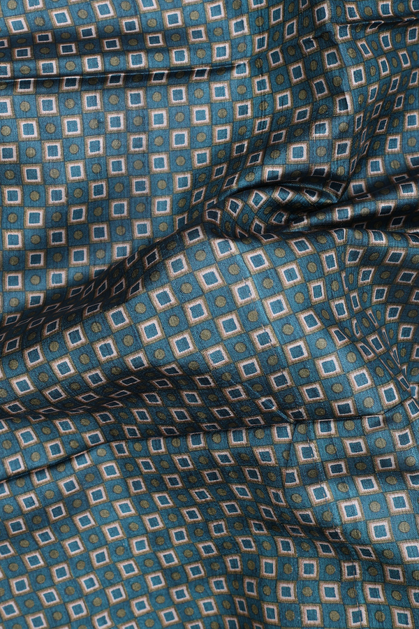 Tussar Silk Saree In Pine Green With Square Design