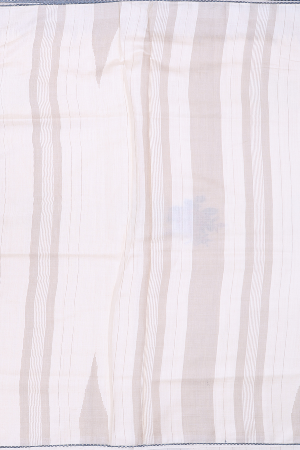 Tussar Silk Saree In Cream With Floral Embroidered Motifs