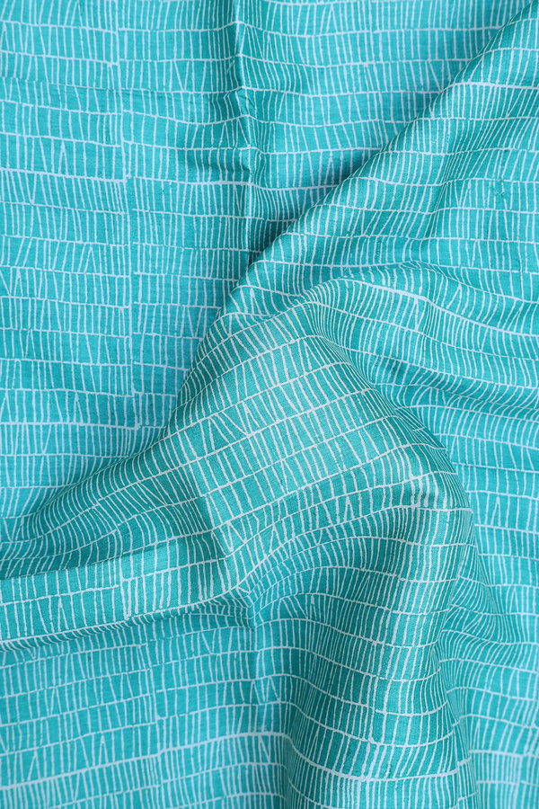 Tussar Silk Saree In Aqua Green With Printed Design