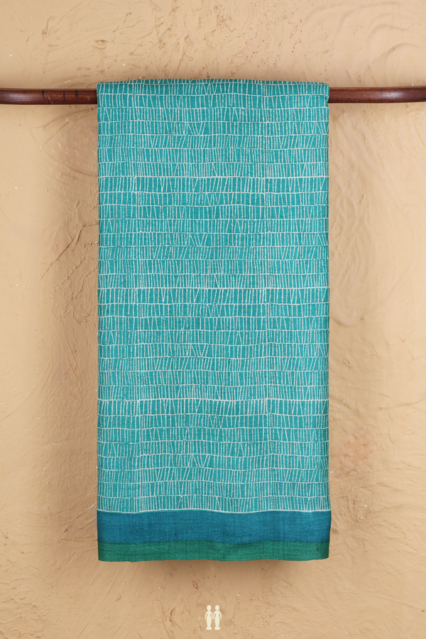 Tussar Silk Saree In Aqua Green With Printed Design