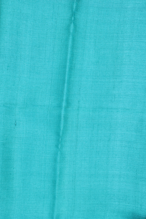 Tussar Silk Saree In Aqua Green With Printed Design