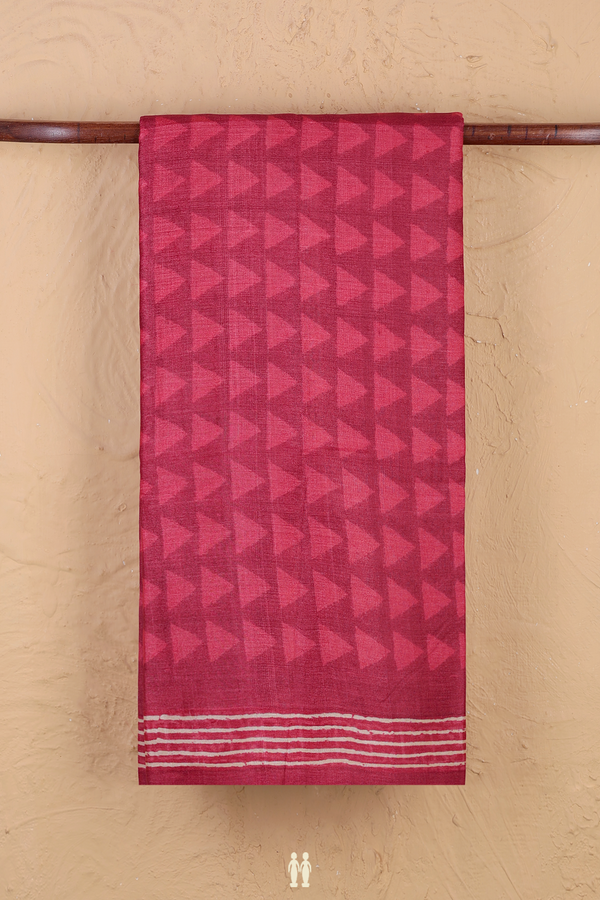 Tussar Silk Saree In Red With Printed Design