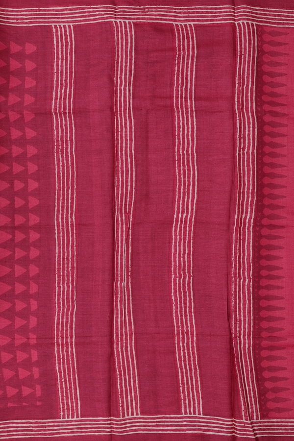 Tussar Silk Saree In Red With Printed Design
