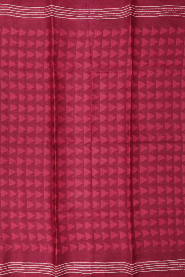 Tussar Silk Saree In Red With Printed Design