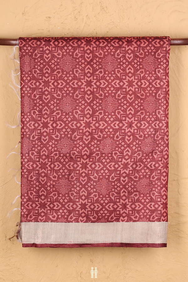 Tussar Silk Saree In Brown With Printed Design