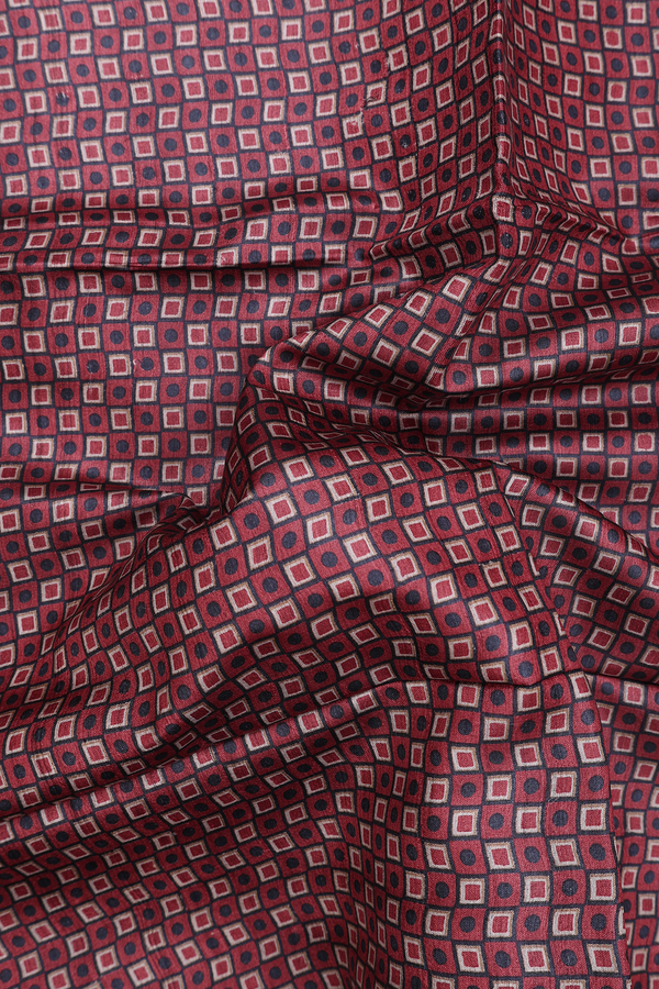 Tussar Silk Saree In Red With Square Design