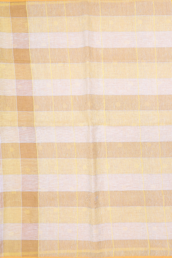 Linen Saree In Multicolor With Checks Design
