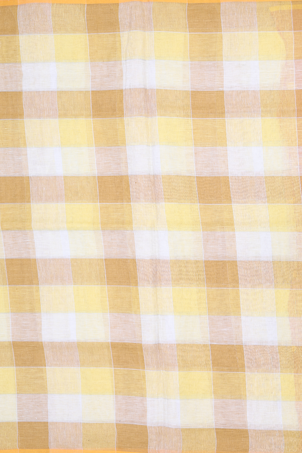 Linen Saree In Multicolor With Checks Design