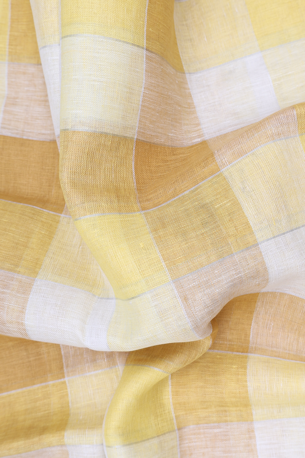 Linen Saree In Multicolor With Checks Design