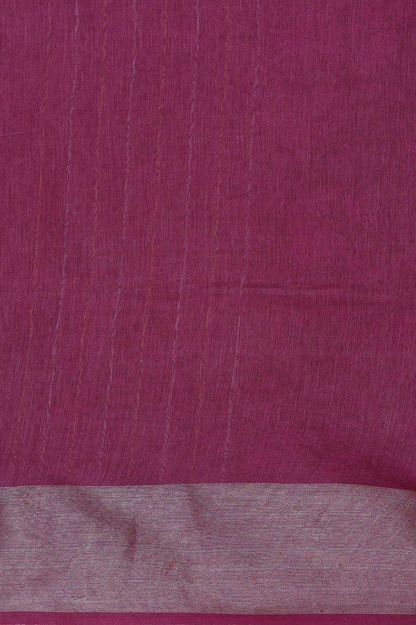 Linen Saree In Plum Purple With Floral Design