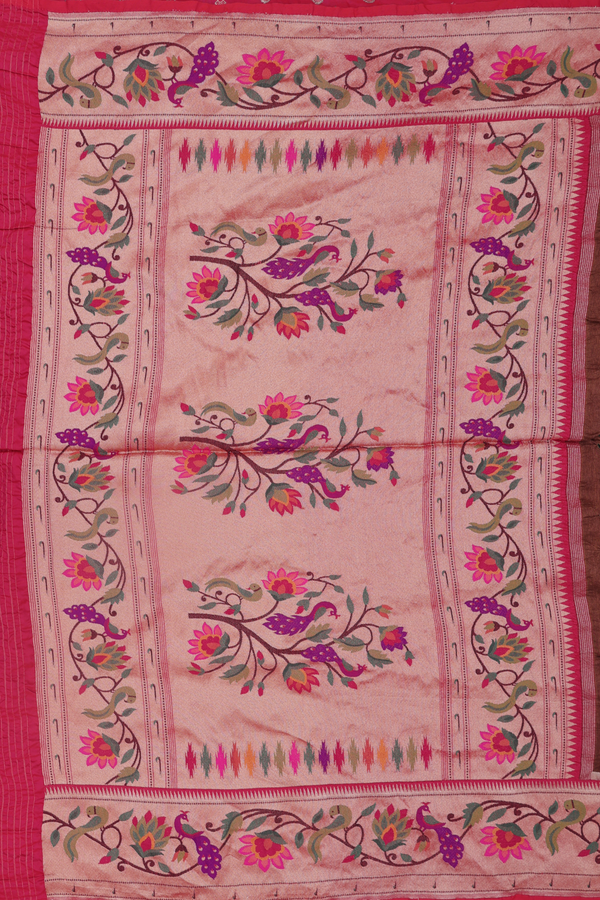 Bandhani Silk Saree In Saddle Brown With Tie And Dye Design