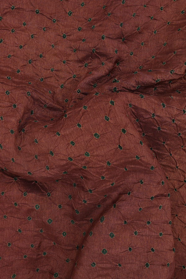 Bandhani Silk Saree In Saddle Brown With Tie And Dye Design