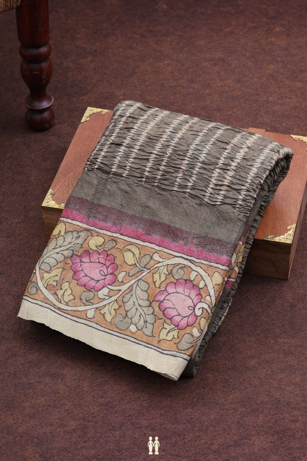 Bandhani Silk Saree In Olive Green With Shibori Design