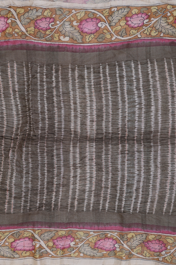 Bandhani Silk Saree In Olive Green With Shibori Design