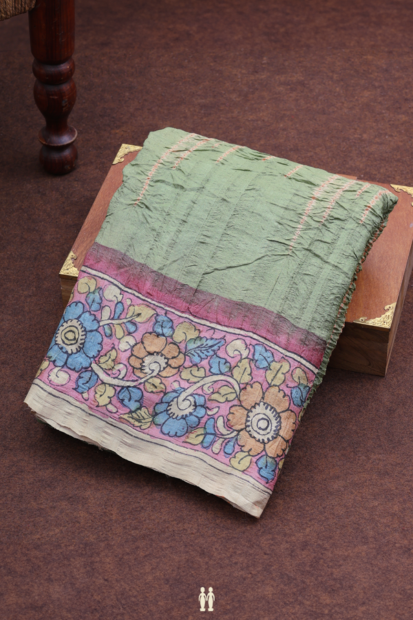 Bandhani Silk Saree In Green With Shibori Design