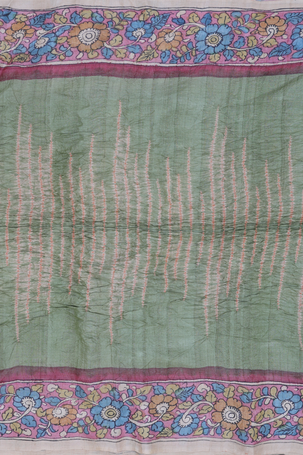Bandhani Silk Saree In Green With Shibori Design