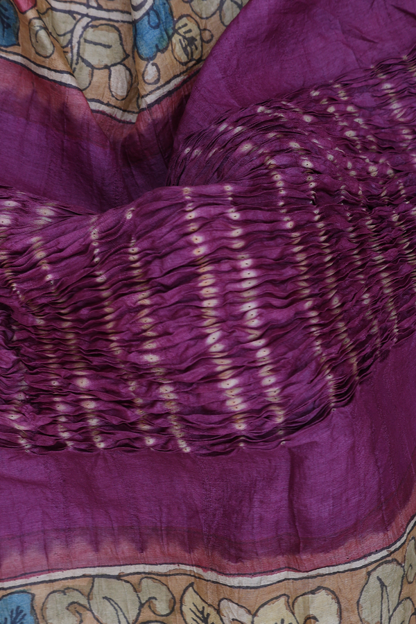 Bandhani Silk Saree In Grape Purple With Shibori Design