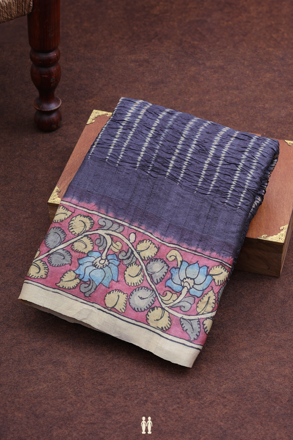 Bandhani Silk Saree In Charcoal Grey With Shibori Design