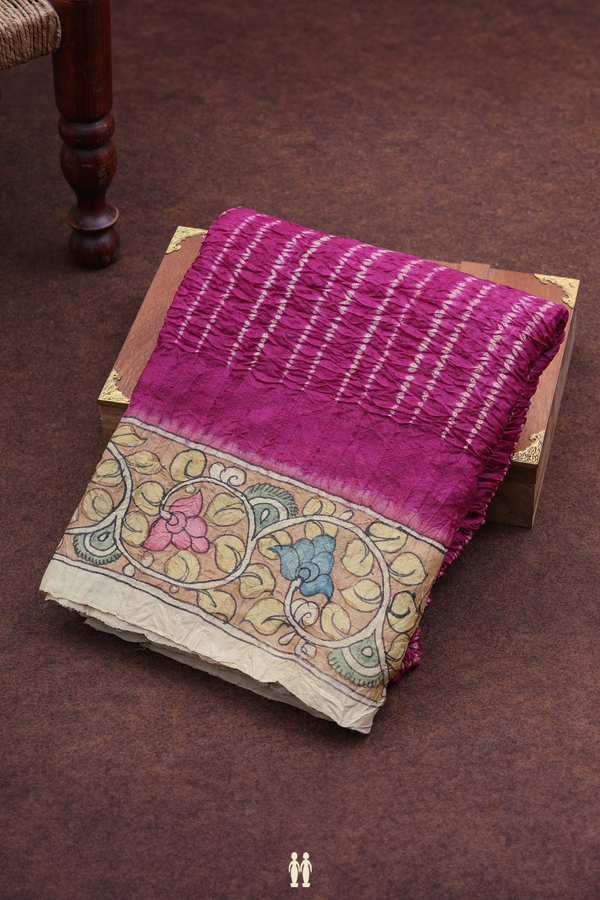 Bandhani Silk Saree In Purple Rose With Shibori Design