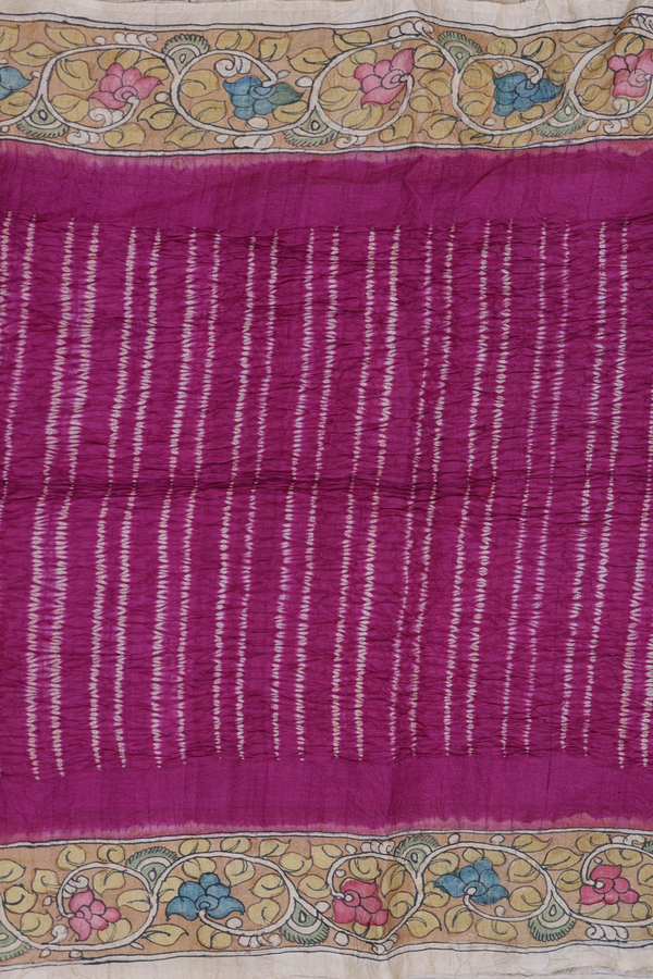 Bandhani Silk Saree In Purple Rose With Shibori Design