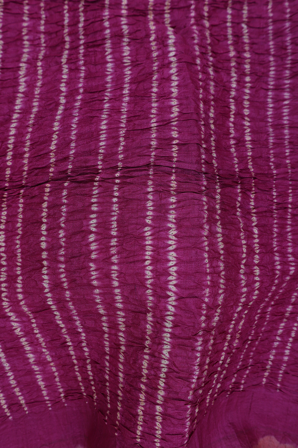 Bandhani Silk Saree In Purple Rose With Shibori Design