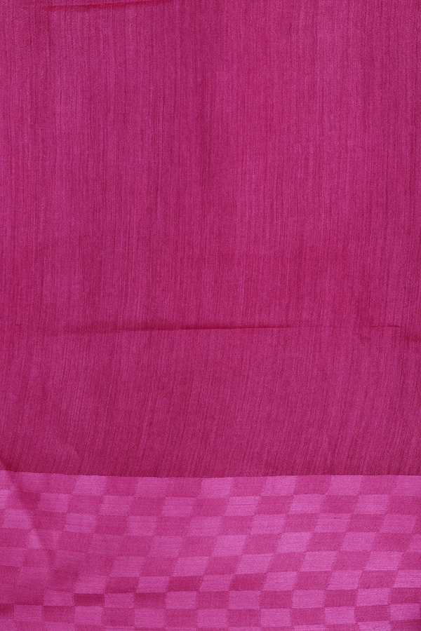 Tussar Silk Saree In Magenta With Checks Border