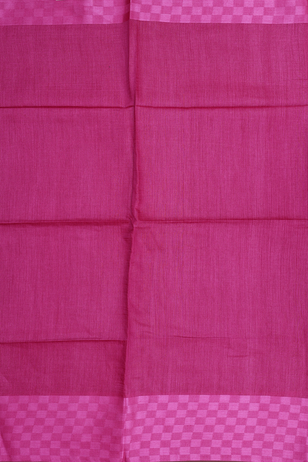 Tussar Silk Saree In Magenta With Checks Border