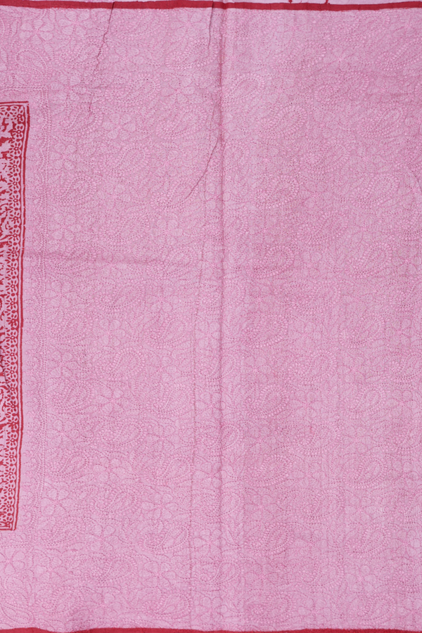 Tussar Silk Saree In Crimson Red With Paisley Design
