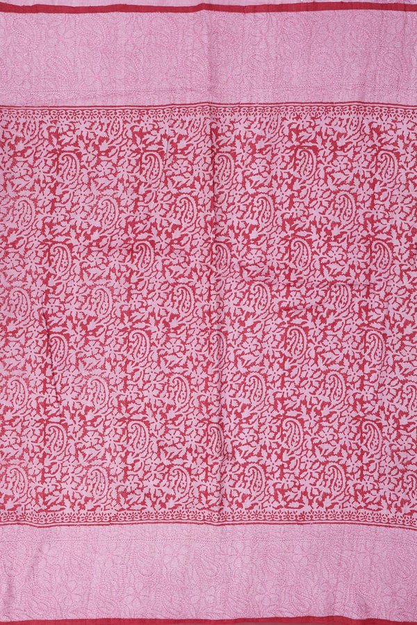 Tussar Silk Saree In Crimson Red With Paisley Design