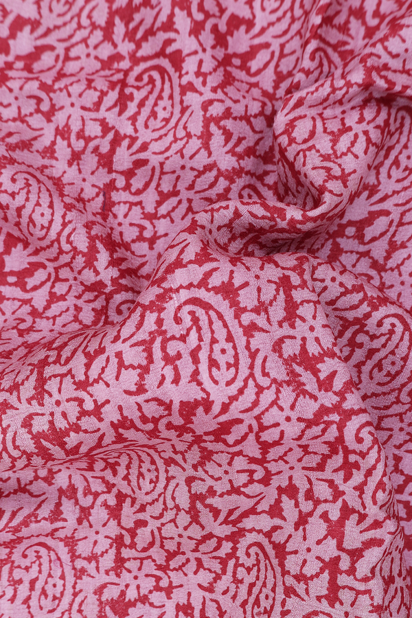 Tussar Silk Saree In Crimson Red With Paisley Design
