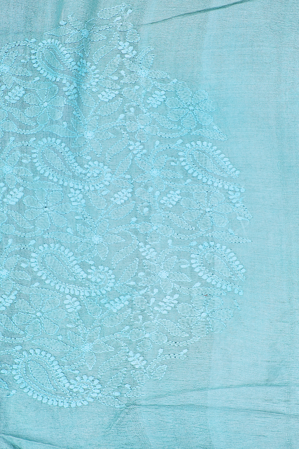Tussar Silk Saree In Tiffany Blue With Printed Design