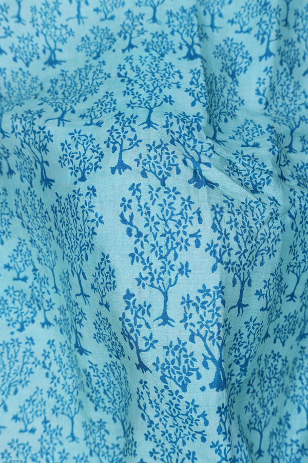 Tussar Silk Saree In Tiffany Blue With Printed Design