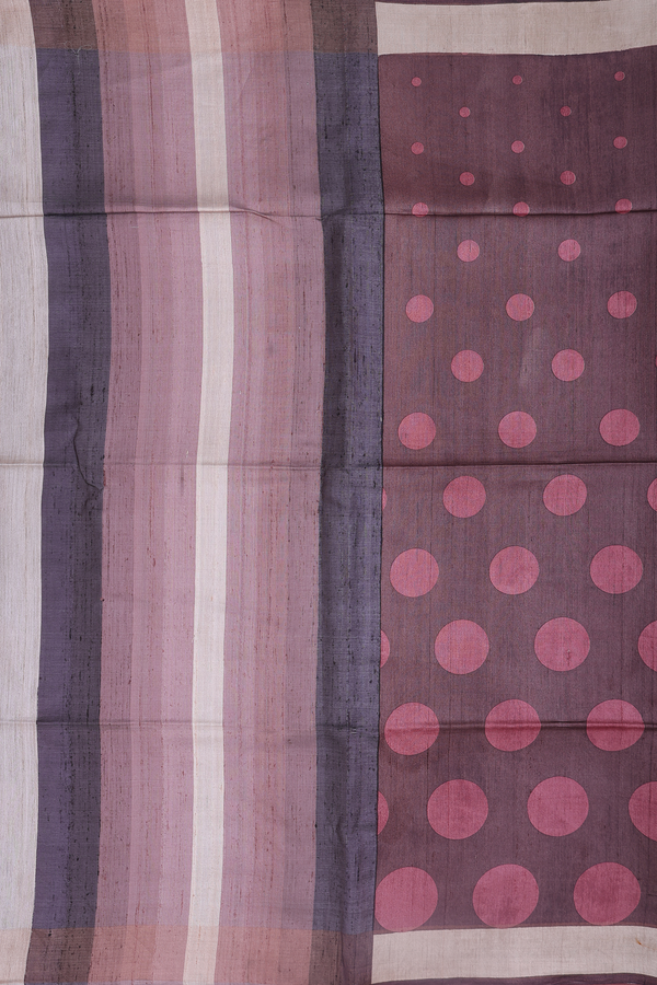 Tussar Silk Saree In Coffee Brown With Circle Motifs