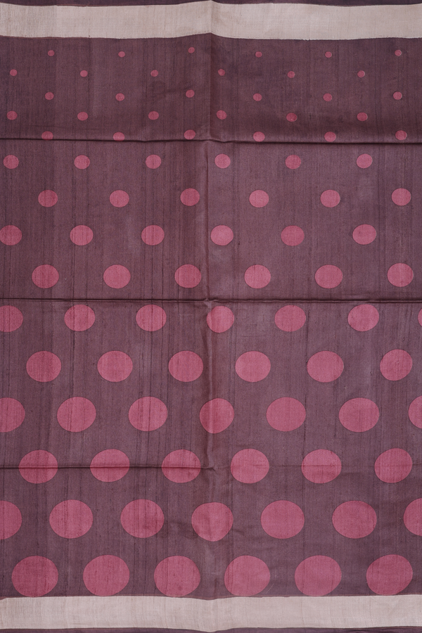 Tussar Silk Saree In Coffee Brown With Circle Motifs