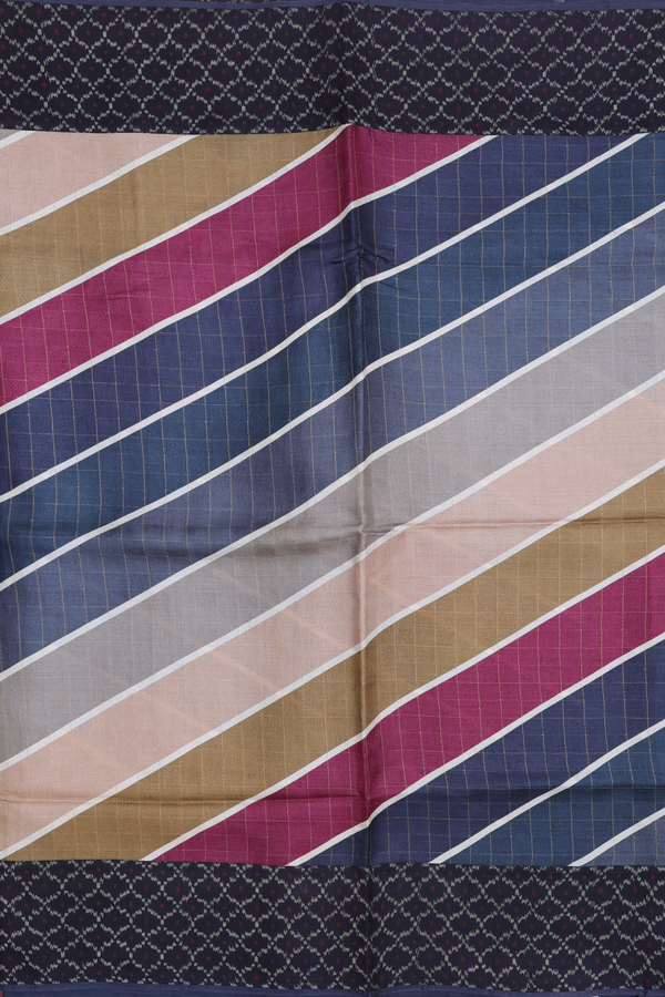 Tussar Silk Saree In Multicolor With Diagonal Design