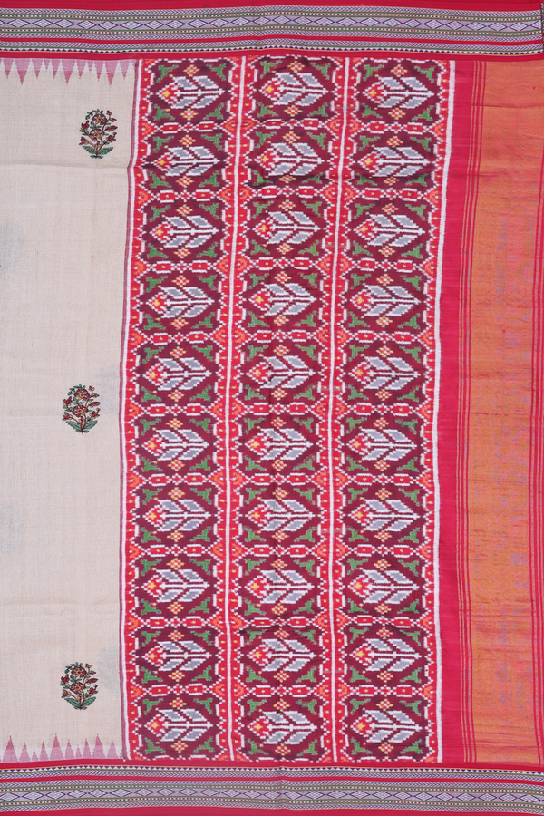 Tussar Silk Saree Cream Color With Floral Motifs