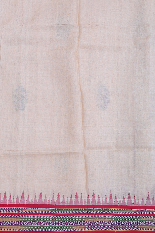 Tussar Silk Saree Cream Color With Floral Motifs