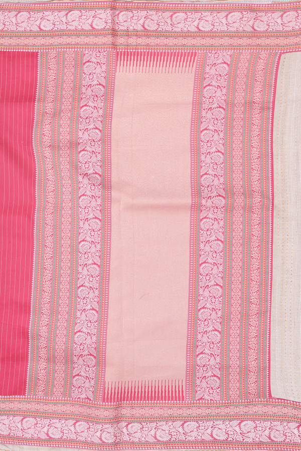 Tussar Silk Saree In Light Brown With Stripes Design
