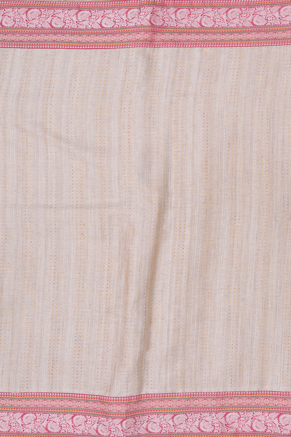 Tussar Silk Saree In Light Brown With Stripes Design