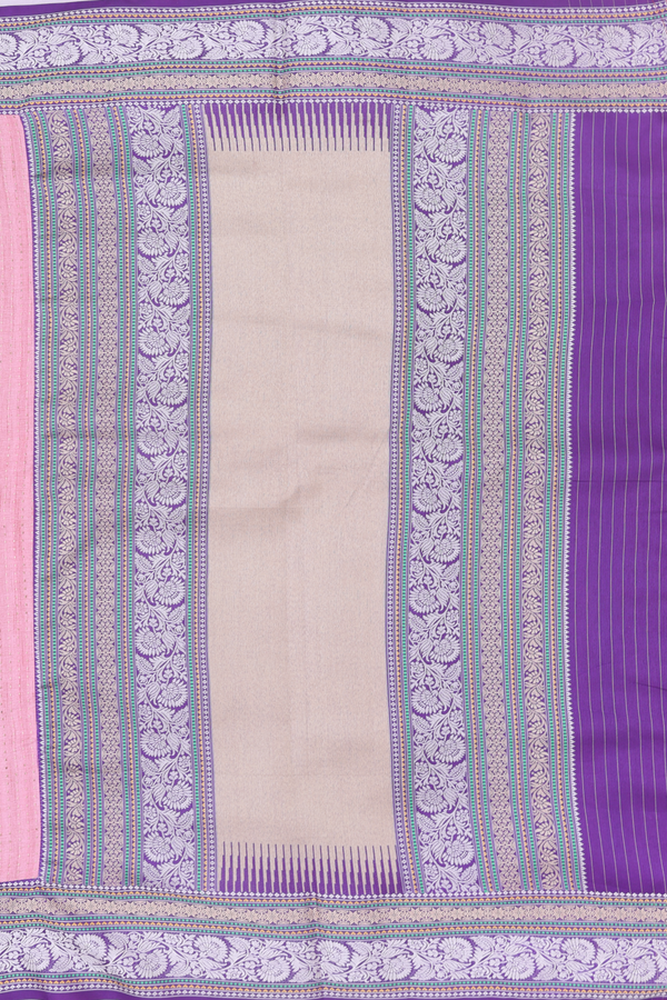 Tussar Silk Saree In Pink With Stripes Design