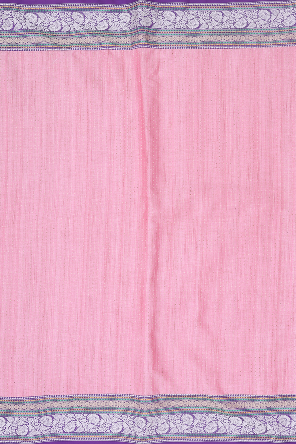 Tussar Silk Saree In Pink With Stripes Design