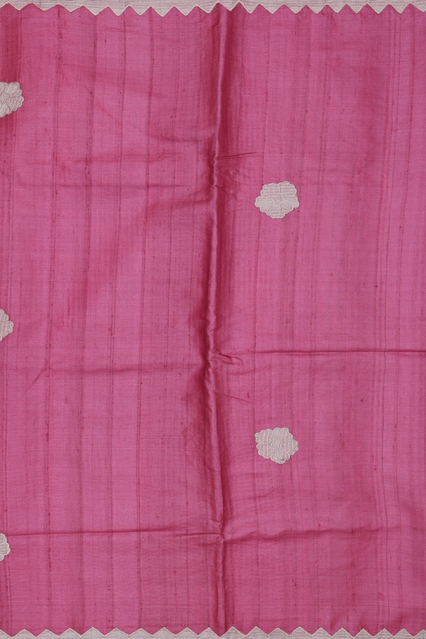 Tussar Silk Saree In Red With Floral Buttas