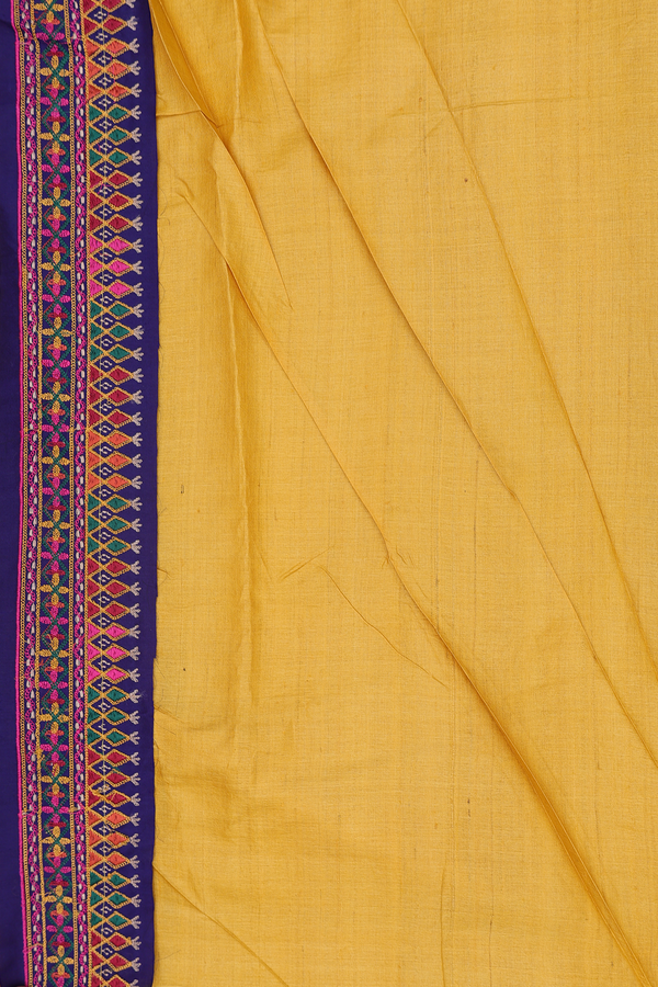 Tussar Silk Saree In Green With Contrast Border