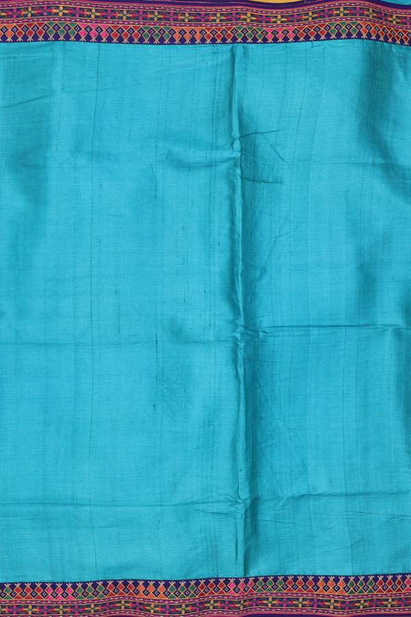 Tussar Silk Saree In Green With Contrast Border