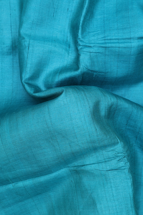 Tussar Silk Saree In Green With Contrast Border