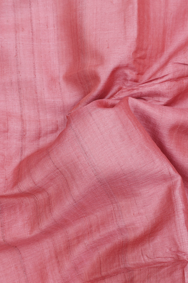 Tussar Silk Saree In Dark Peach With Contrast Border